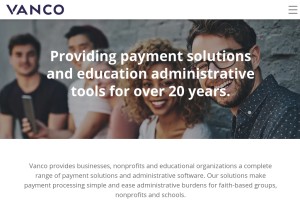 How vancopayments.com looks like on a tablet such as an iPad.