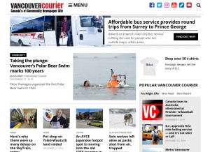 How vancourier.com looks like on a tablet such as an iPad.