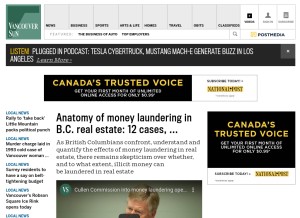 How vancouversun.com looks like on a tablet such as an iPad.