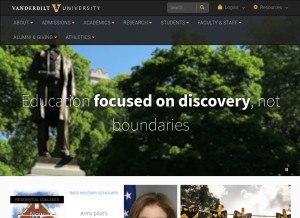 How vanderbilt.edu looks like on a tablet such as an iPad.