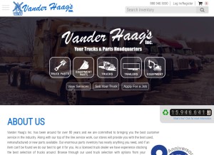 How vanderhaags.com looks like on a tablet such as an iPad.