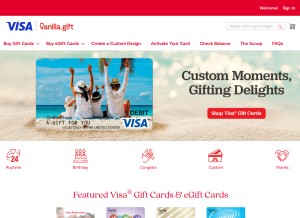 How vanillagift.com looks like on a tablet such as an iPad.