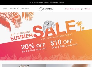 How vanring.com looks like on a tablet such as an iPad.