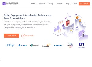 How vantagecircle.com looks like on a tablet such as an iPad.