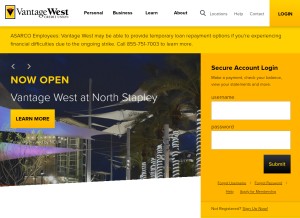 How vantagewest.org looks like on a tablet such as an iPad.