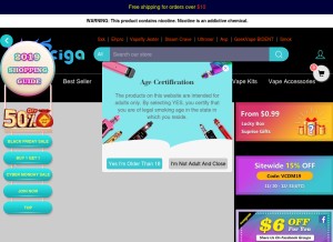 How vapeciga.com looks like on a tablet such as an iPad.