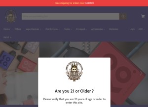 How vapemallmena.com looks like on a tablet such as an iPad.