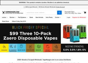 How vaperanger.com looks like on a tablet such as an iPad.