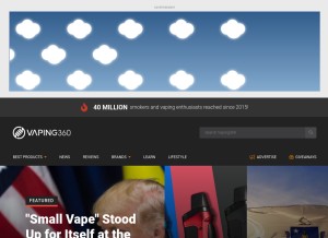 How vaping360.com looks like on a tablet such as an iPad.