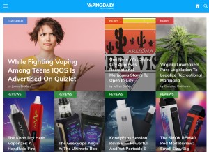 How vapingdaily.com looks like on a tablet such as an iPad.