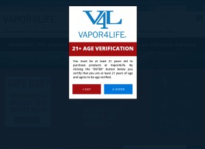 How vapor4life.com looks like on a tablet such as an iPad.