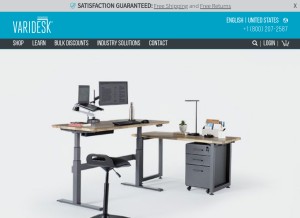 How varidesk.com looks like on a tablet such as an iPad.