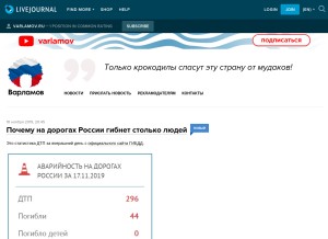 How varlamov.ru looks like on a tablet such as an iPad.