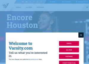 How varsity.com looks like on a tablet such as an iPad.