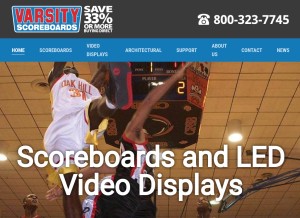 How varsityscoreboards.com looks like on a tablet such as an iPad.