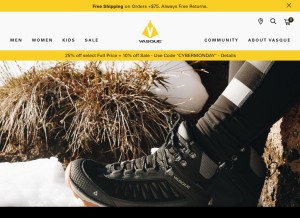 How vasque.com looks like on a tablet such as an iPad.