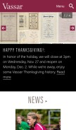 How vassar.edu looks like on a mobile device such as an iPhone.