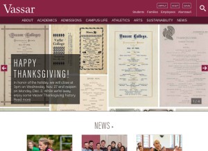 How vassar.edu looks like on a tablet such as an iPad.
