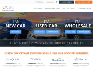 How vauto.com looks like on a tablet such as an iPad.