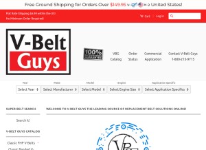 How vbeltguys.com looks like on a tablet such as an iPad.