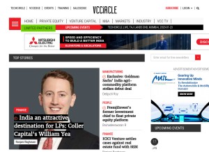 How vccircle.com looks like on a tablet such as an iPad.