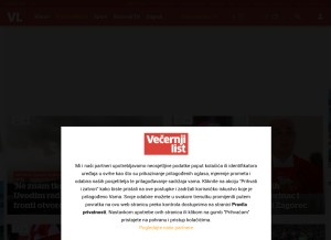 How vecernji.hr looks like on a tablet such as an iPad.