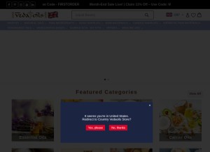 How vedaoils.co.uk looks like on a tablet such as an iPad.