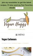 How veganhuggs.com looks like on a mobile device such as an iPhone.