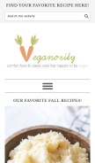 How veganosity.com looks like on a mobile device such as an iPhone.