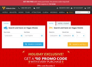 How vegas.com looks like on a tablet such as an iPad.