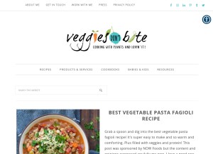 How veggiesdontbite.com looks like on a tablet such as an iPad.