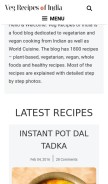 How vegrecipesofindia.com looks like on a mobile device such as an iPhone.