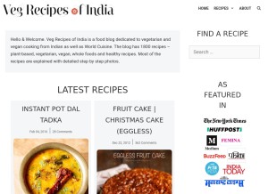 How vegrecipesofindia.com looks like on a tablet such as an iPad.