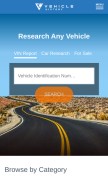 How vehiclehistory.com looks like on a mobile device such as an iPhone.