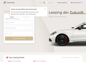How vehiculum.de looks like on a tablet such as an iPad.