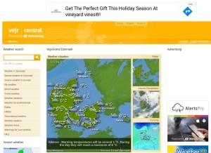 How vejrcentral.dk looks like on a tablet such as an iPad.