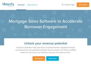 How velocify.com looks like on a tablet such as an iPad.