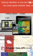 How velocityweather.com looks like on a mobile device such as an iPhone.