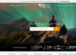 How veltra.com looks like on a tablet such as an iPad.