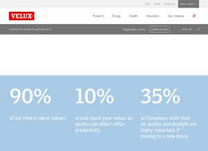 How velux.com looks like on a tablet such as an iPad.