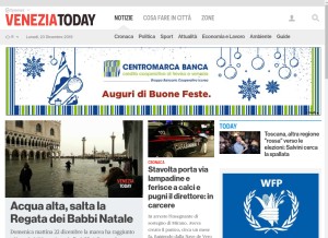 How veneziatoday.it looks like on a tablet such as an iPad.
