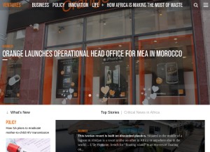 How venturesafrica.com looks like on a tablet such as an iPad.