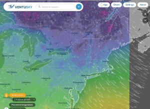How ventusky.com looks like on a tablet such as an iPad.