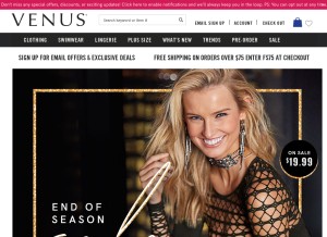 How venus.com looks like on a tablet such as an iPad.