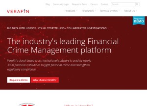 How verafin.com looks like on a tablet such as an iPad.