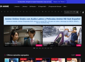 How veranime.top looks like on a tablet such as an iPad.