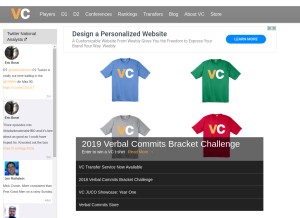 How verbalcommits.com looks like on a tablet such as an iPad.