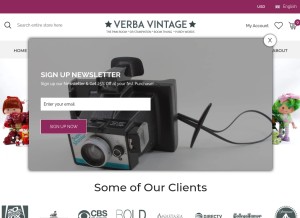 How verbavintage.com looks like on a tablet such as an iPad.