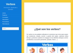 How verbos.info looks like on a tablet such as an iPad.