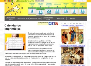 How vercalendario.info looks like on a tablet such as an iPad.
